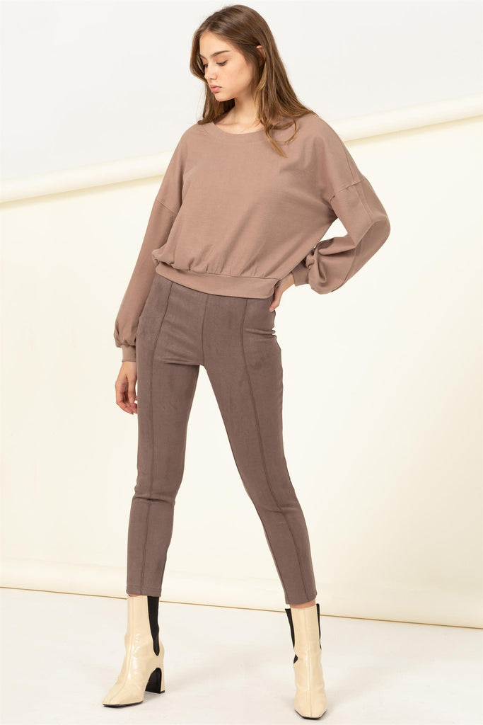 Faux Suede Side Zip Ponte Pant - Closet Space