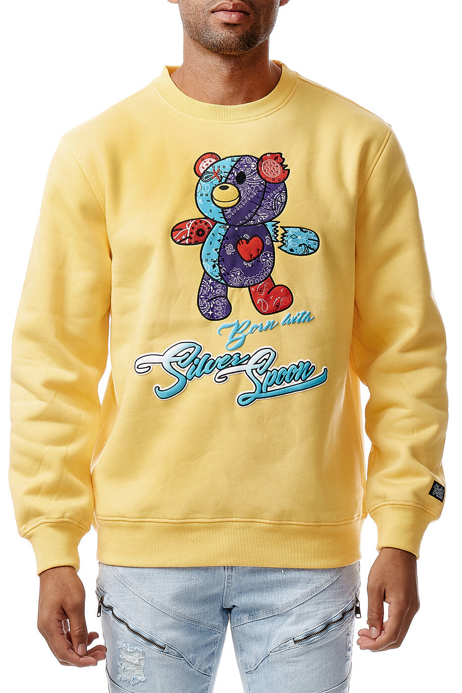 Teddy Bear Bandana Print Crewneck Sweatshirt - Closet Space