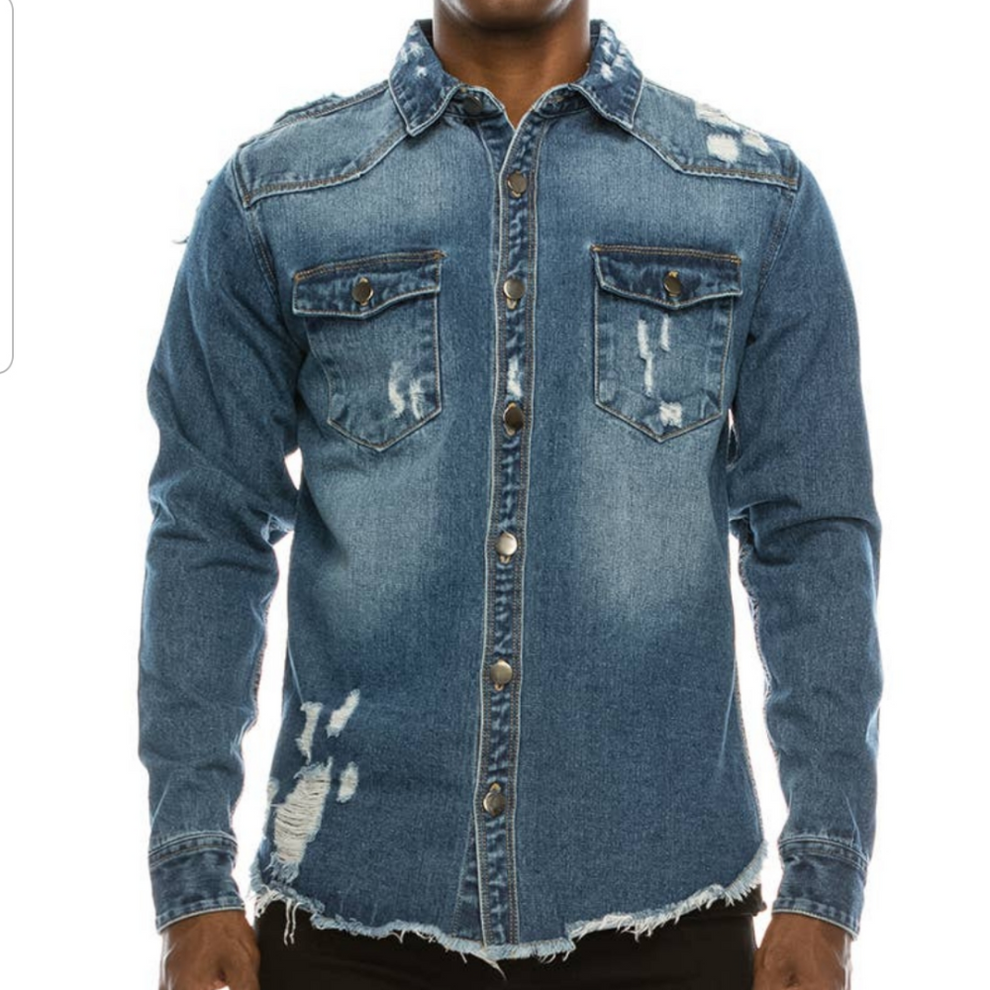 Ripped Denim Overshirt - Closet Space