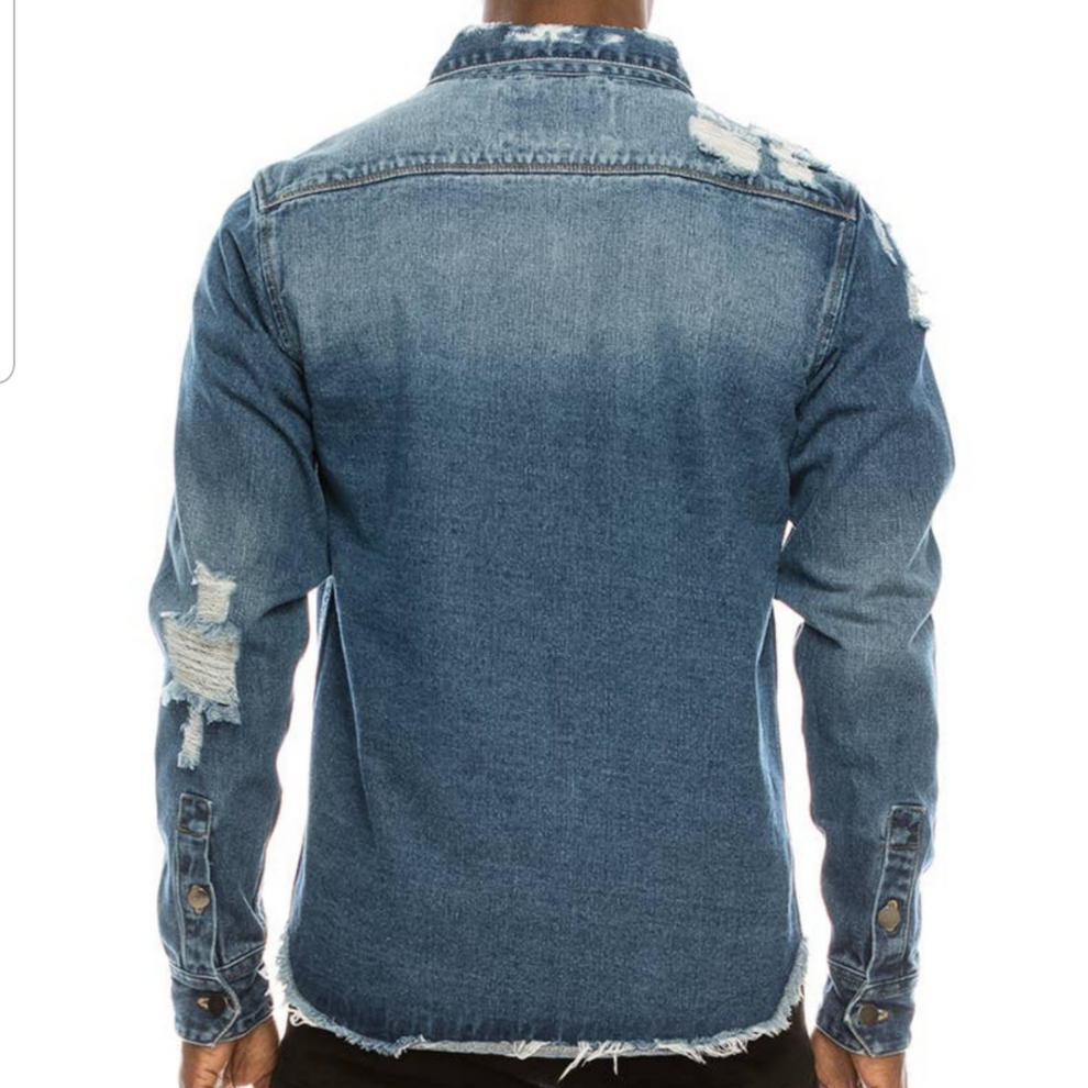Ripped Denim Overshirt - Closet Space
