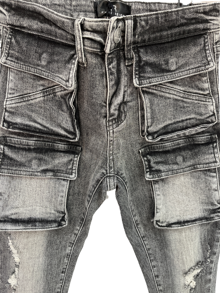 PURE REIGN Cargo Pocket Stacked Skinny Jeans - Closet Space