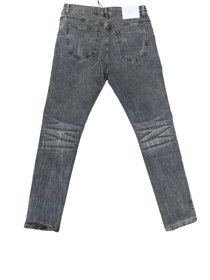 PURE REIGN Sandblast Distressed Stonewash Stacked Jeans - Closet Space