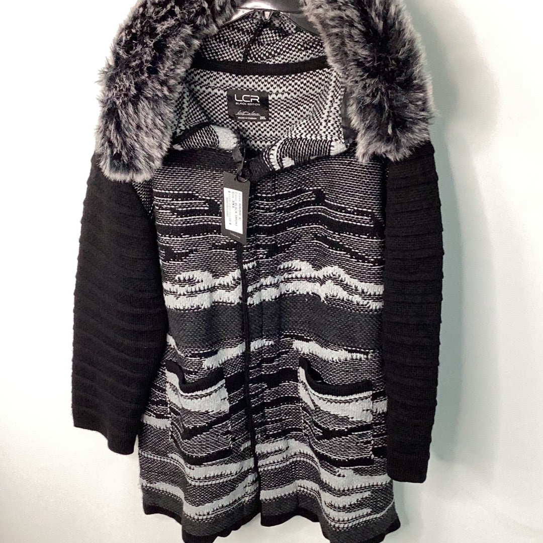 Chunky Zip Faux Fur Removable Hood Sweater Jacket - Closet Space